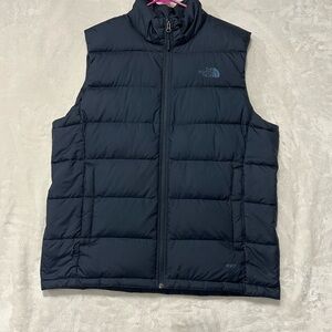 The North Face Mens Puffer Vest 550 Goose Down Full Zip Navy Blue Large